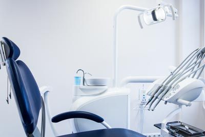 dental exam chair and tools